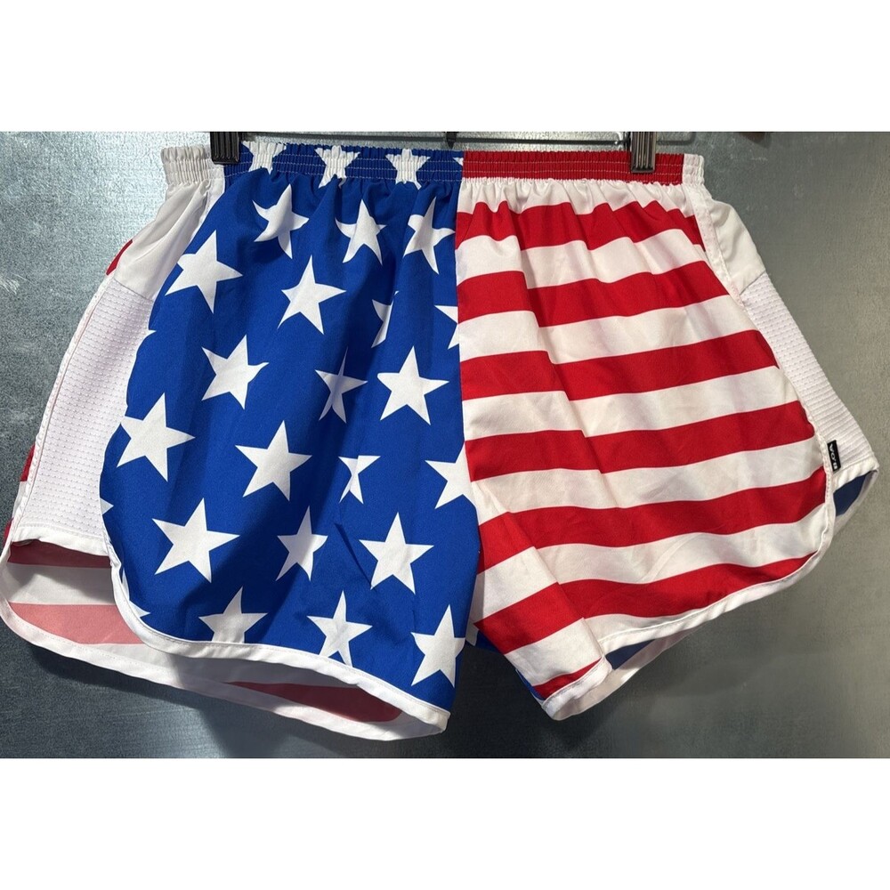 America 250 B.O.A Running Shorts US Flag Mesh Panel Lined Women's Fly Fit Size L